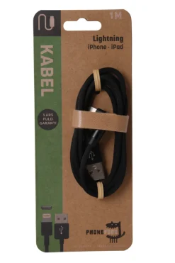 Kabler & Adaptere^PhoneFood USB-A til lightning-kabel med 90-graders plugg – 1 meter