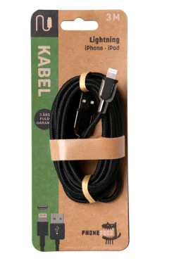 Kabler & Adaptere^PhoneFood USB-A til lightning kabel - 3 meter