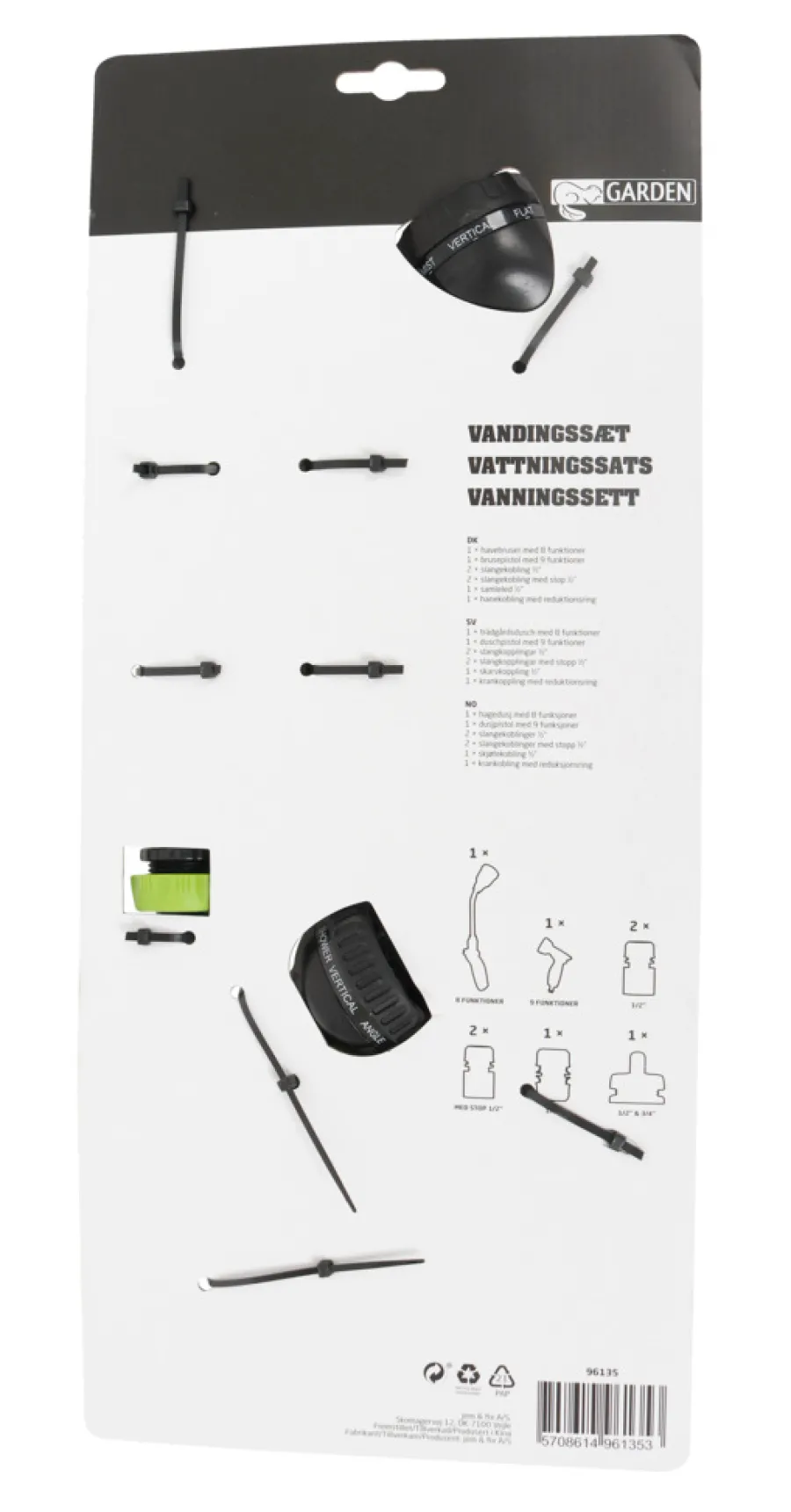 Koblinger & Sprøytepistoler^Garden Vanningssett 8 deler 1/2"–3/4" – ® Grønn/svart