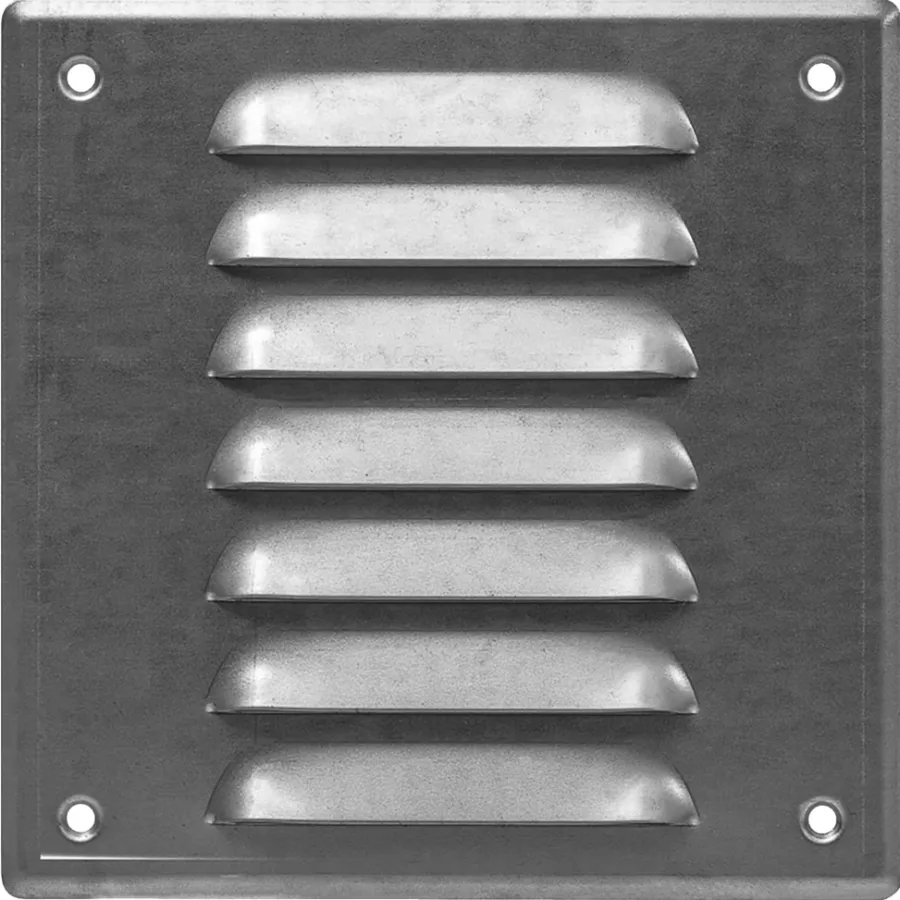 Ventilasjon^ Veggrist med nett 17 x 17 cm – galv. metall Galvanisert stål