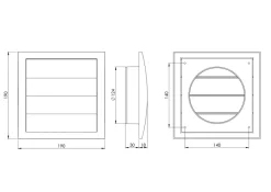 Ventilasjon^ Ventilajsonsrist Ø124 mm selvlukkende Hvit