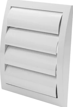 Ventilasjon^ Ventilasjonsrist med vindstopp 19 x 19 cm - hvit