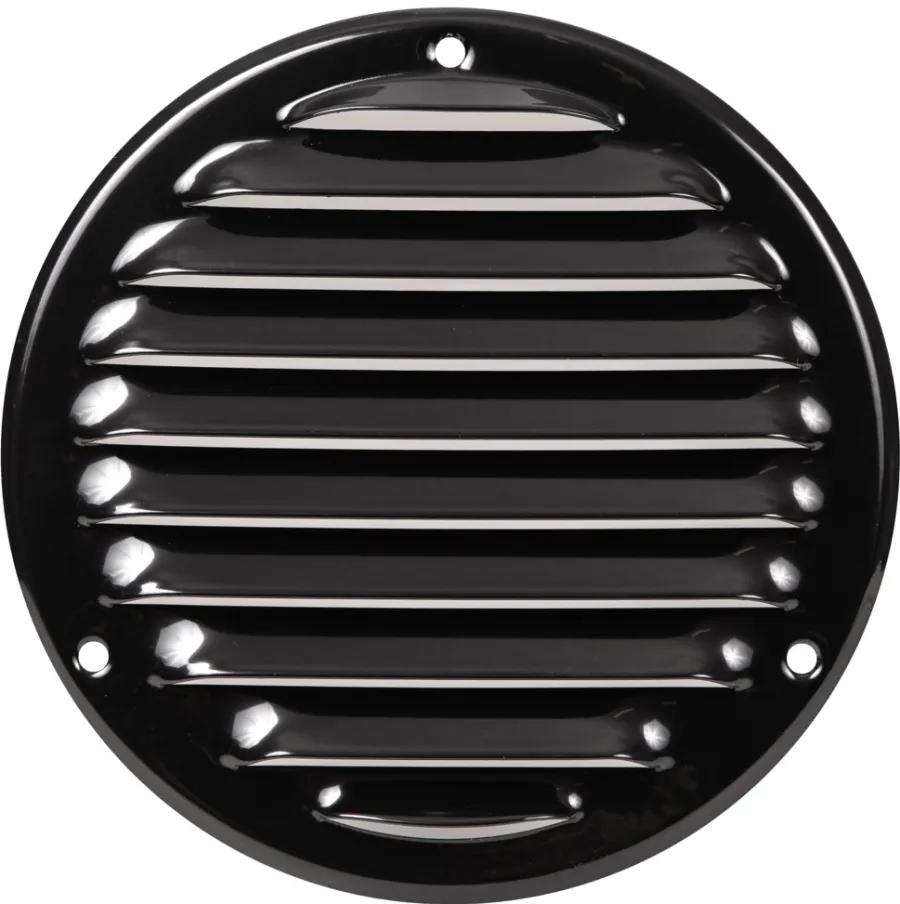 Ventilasjon^ Ventilrist med netting Ø165 mm - svart metall