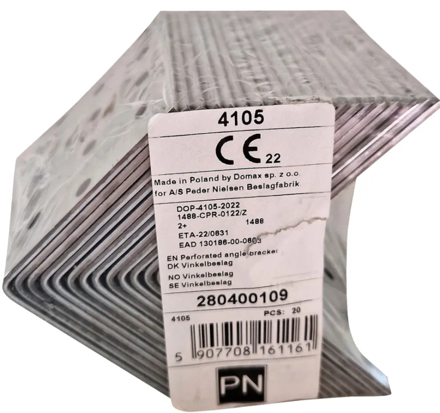 Bygningsbeslag^ Vinkelbeslag 60 × 60 × 80 mm 20-pk.