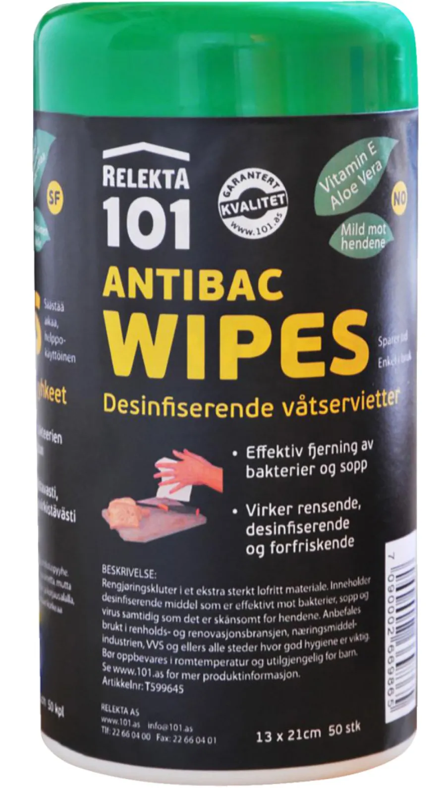 Desinfeksjon^101 Våtservietter antibakteriell 50 stk.