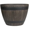 Krukker|Plantebord & Høybed^Scan-Pot Whiskytønne i trelook Ø37,5 x H26,5 cm